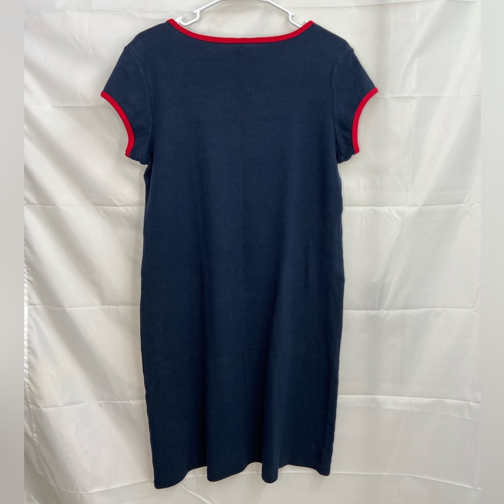 Vintage POLO Jeans Co Ralph Lauren navy blue red scoop neck tshirt dress stretch - Picture 4 of 6